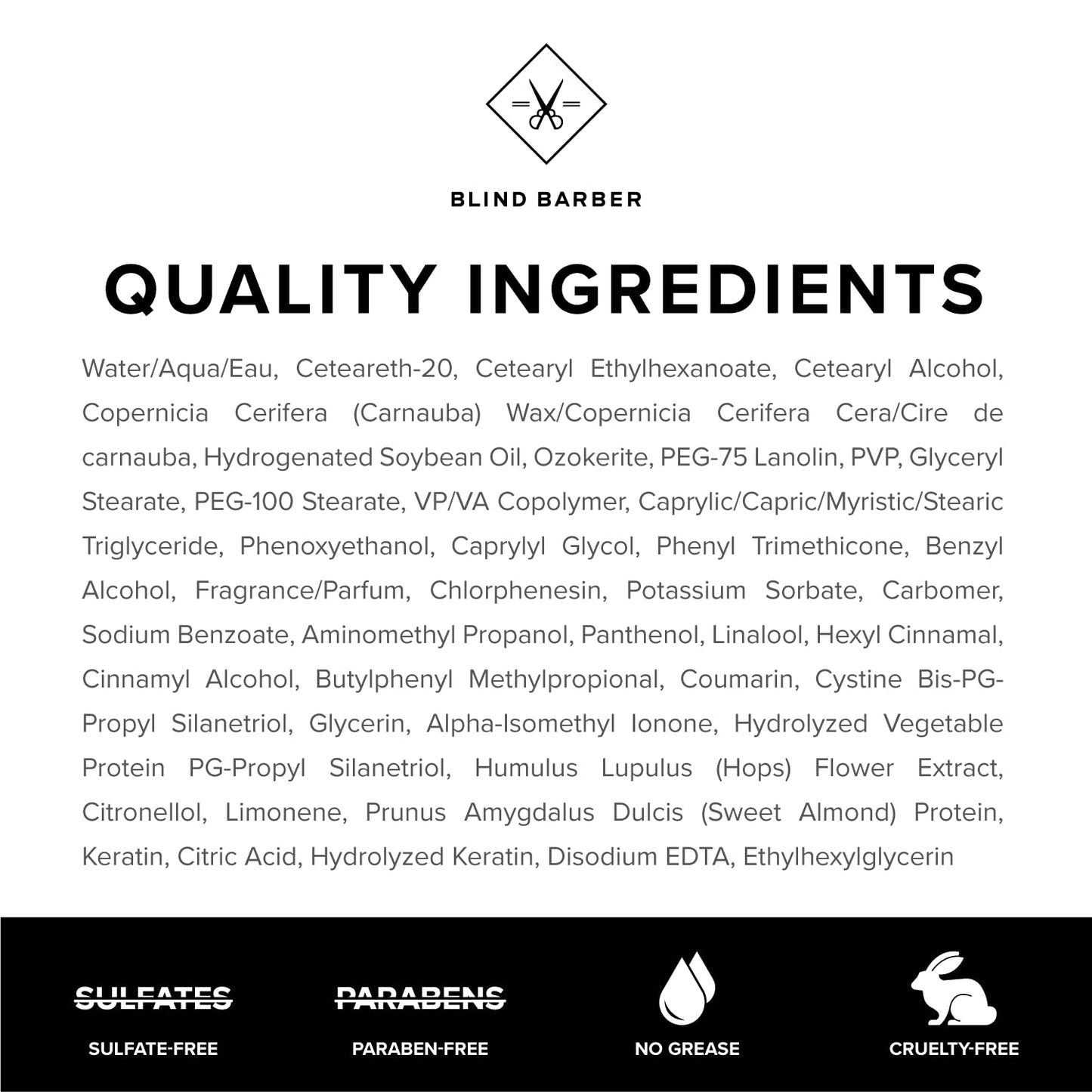 Blind Barber 60 Proof Hair Wax for Men – Water-Based Styling Wax with Medium Hold & Natural Shine – Volumizing Hops Extract, Tonka Bean Scent, 2.5 Oz