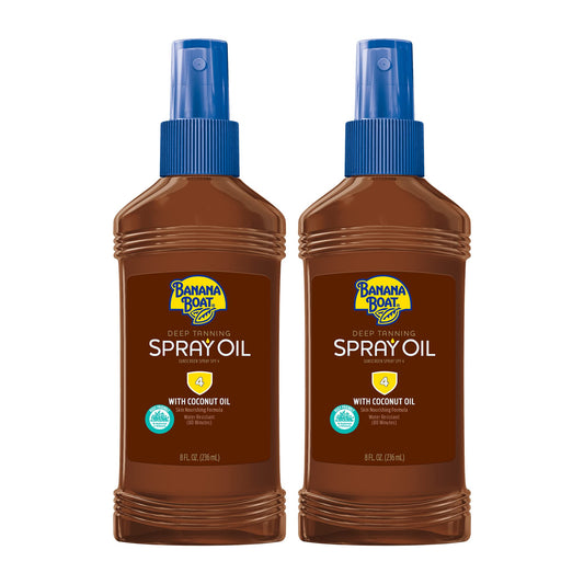 Banana Boat Deep Tanning Oil Spray SPF 4 | Dark Tanning Oil with SPF 4 Sunscreen, Water Resistant, 8oz each Twin Pack