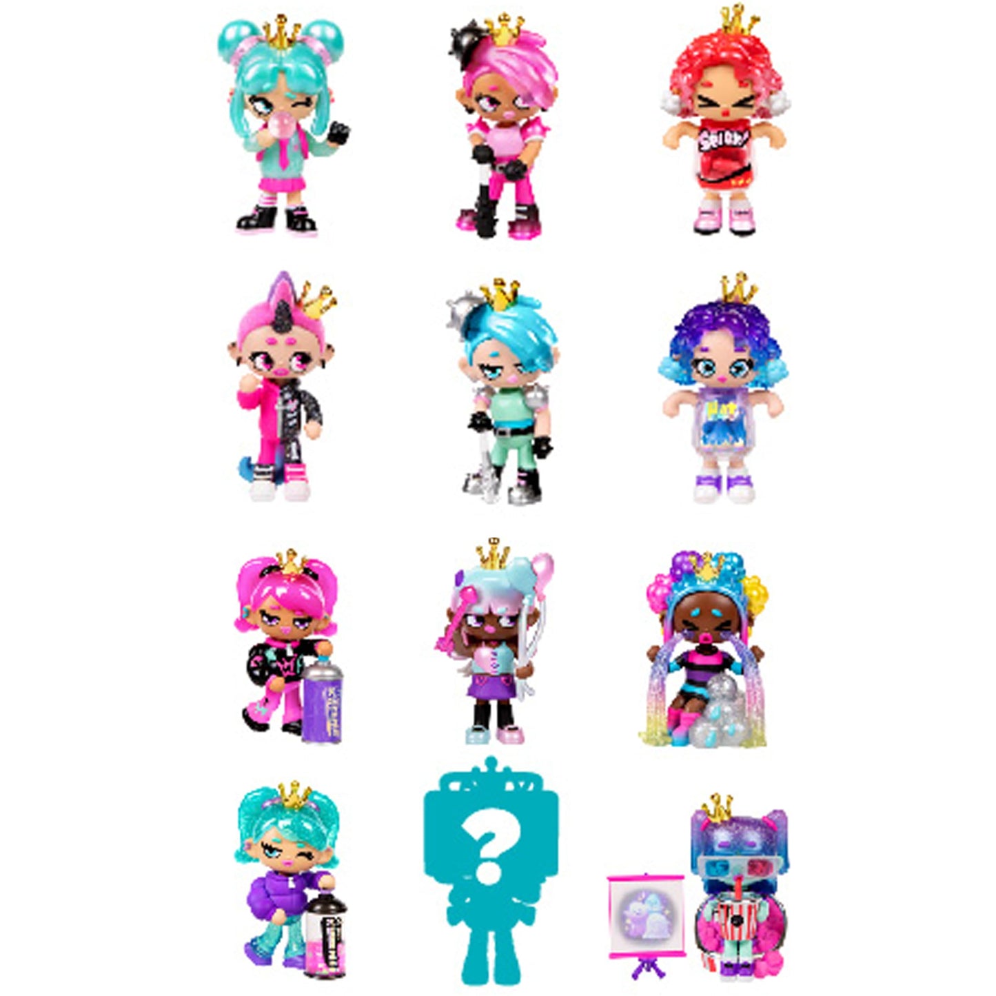 XOX KWEENIE Fearless Kweens Series Premium Figurine and Display Case, 4 Inch/Approx 10cm Tall Collectible Art-Toy, 3 Pack, Every Kween is Unique
