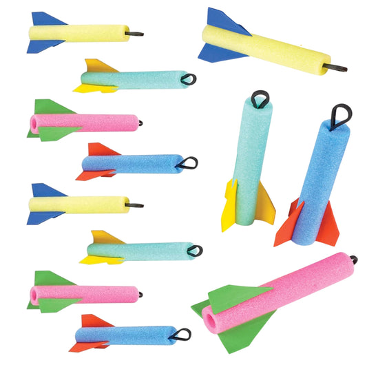 12-Pack Foam Finger Flyer Rockets – 6.5" Mini Slingshot Toys, Assorted Colors, STEM Fun, Party Favors, Classroom Prizes, Stocking Stuffers