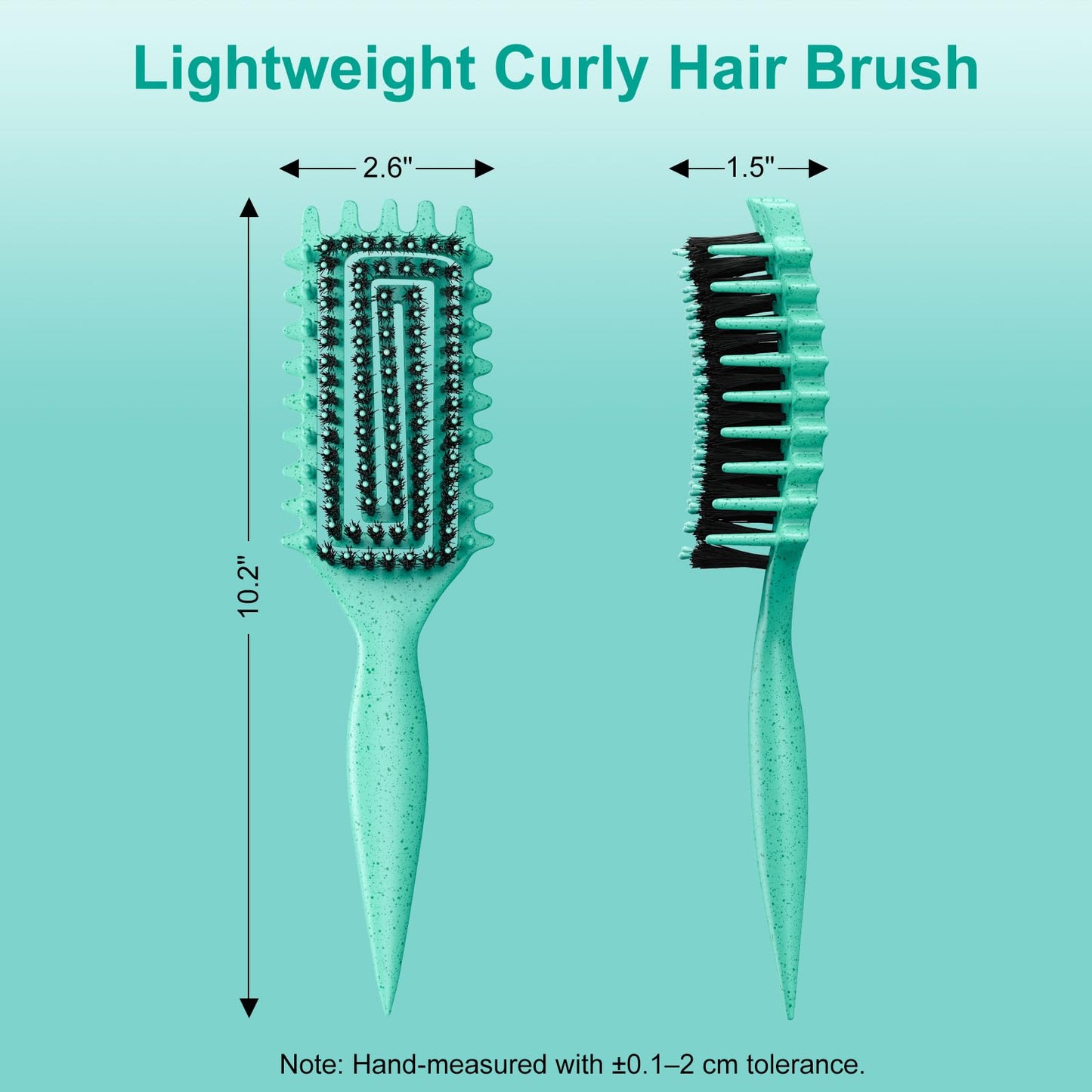 Curl Defining Brush for Curly Hair – Soft Boar Bristles & Wide Teeth for Detangling, Shaping & Defining Curls – For Wet & Dry Hair (Green)