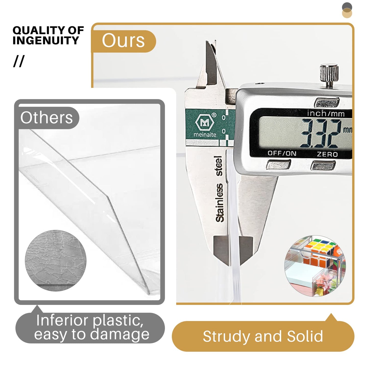 Caktraie Makeup Organizer with 16 Drawers – 4-Piece Clear Desk Storage for Makeup, Jewelry, Pens & Stationery – Dustproof & Durable