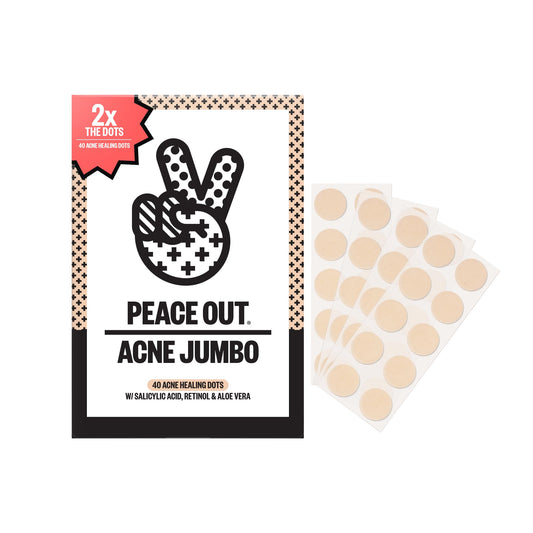 PEACE OUT Acne Healing Dots – Fast-Acting Pimple Patches with Salicylic Acid, Retinol & Aloe Vera, Clears Blemishes Overnight, 40ct