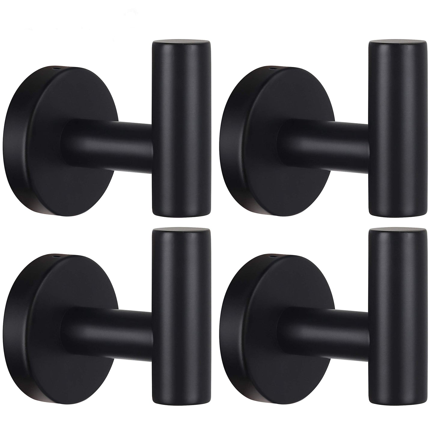 Towel Hooks 4-Pack – Heavy Duty Matte Black Wall Hooks for Bathroom, Door, Closet, Robe, Towels, Kitchen, Pool & Hotel Use