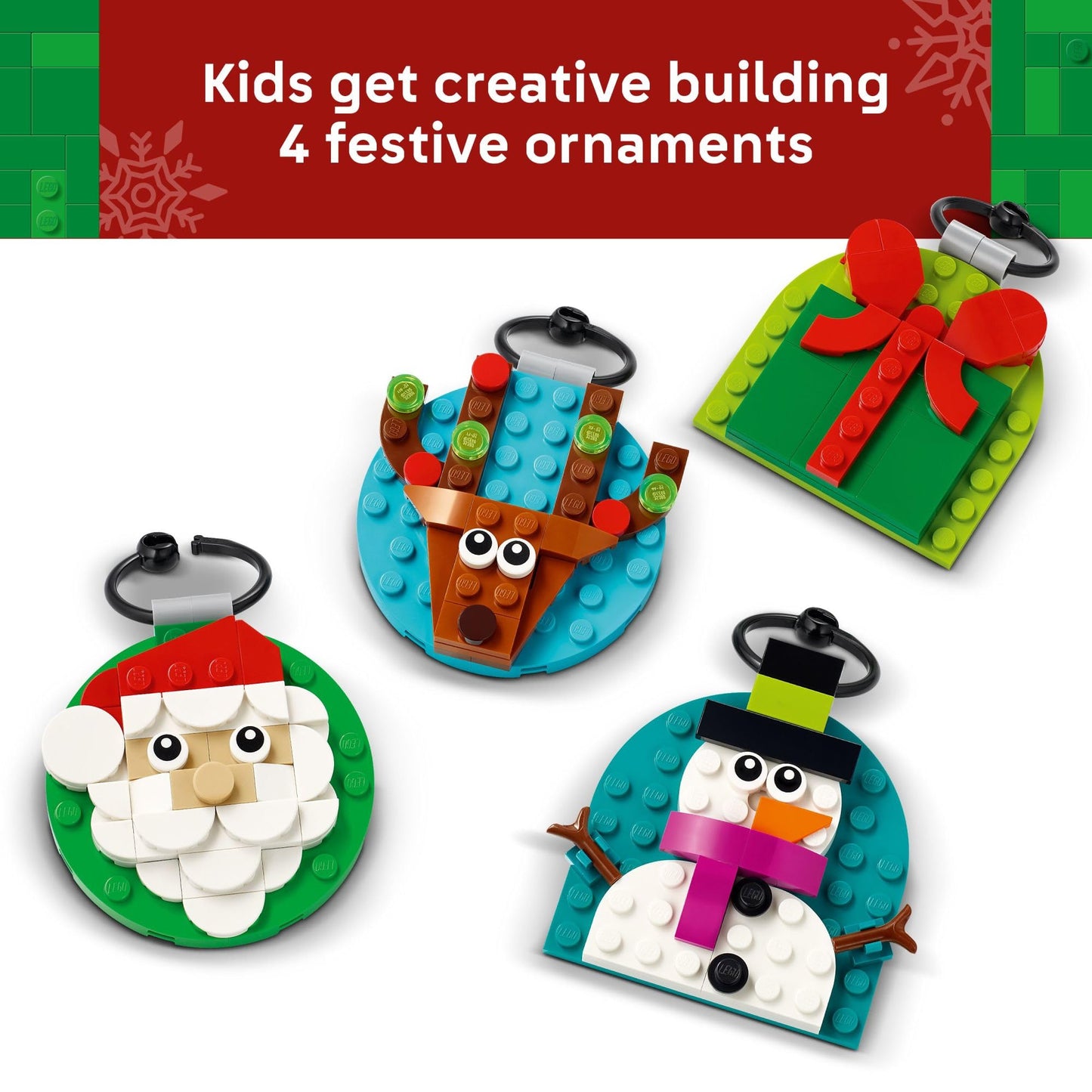 LEGO Christmas Ornament Selection 40744 Building Set – Festive Holiday Craft Kit for Kids & Families, DIY Hanging Tree Decorations, Ages 6+