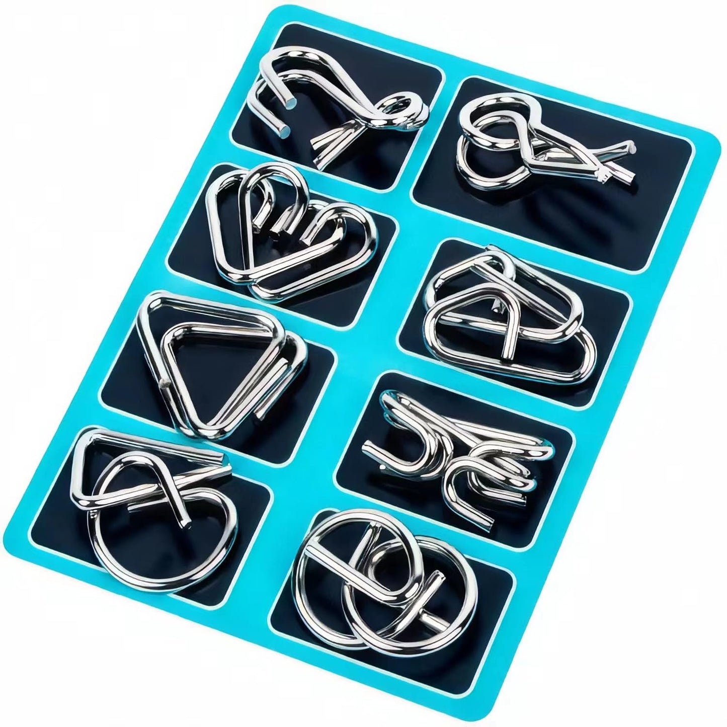 GEKELI 24-Piece Metal Wire Puzzle Set with Pouch – Brain Teasers, IQ Challenge, Interlock & Unlock Games, Magic Trick Toy for Kids & Adults
