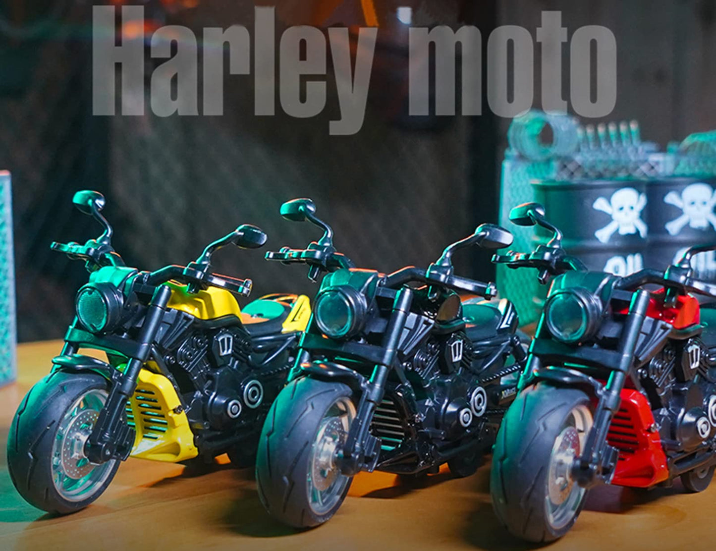 Gilumza Pull Back Motorcycles Toy, Moto Gift with Music Lighting, Wolverine Motorcycle Toys for Boys Kids Age 3-12 Year Old (Red)