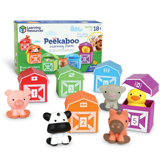 Learning Resources Peekaboo Learning Farm - 10 Pc Toddler Toy Set, Ages 18+ Months, Counting & Sorting Farm Animals, Educational Stocking Stuffer