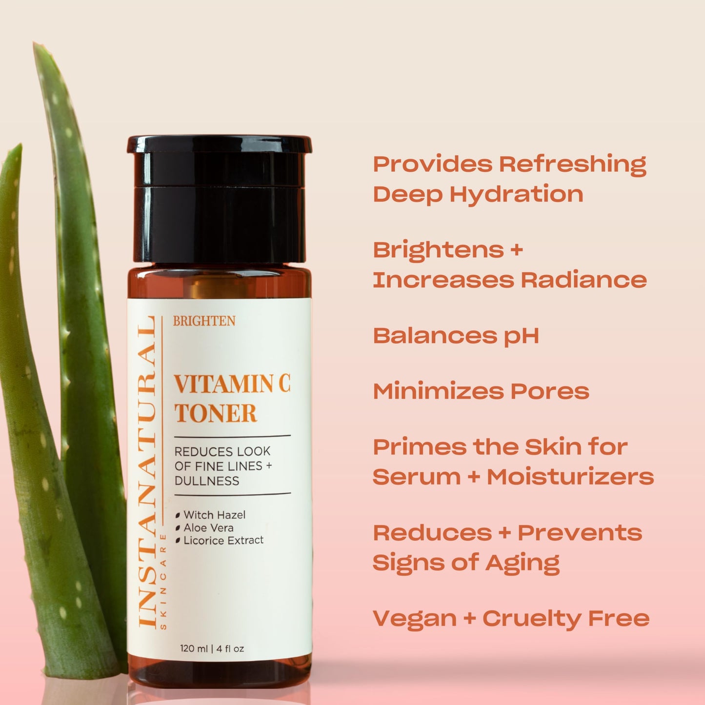 InstaNatural Vitamin C Face Toner – Brighten Skin, Balance pH, Reduce Fine Lines & Wrinkles with Witch Hazel, Lavender & Geranium, 4 oz