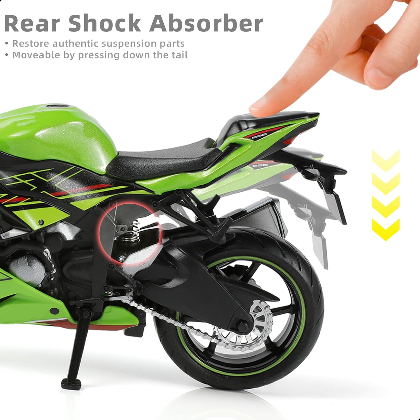 Risopen 1:12 Motorcycle Model Toy for Kawasaki Ninja ZX-6R Metal Die-cast with Plastic Motorcycle Model Mini Moto Gift for Adult