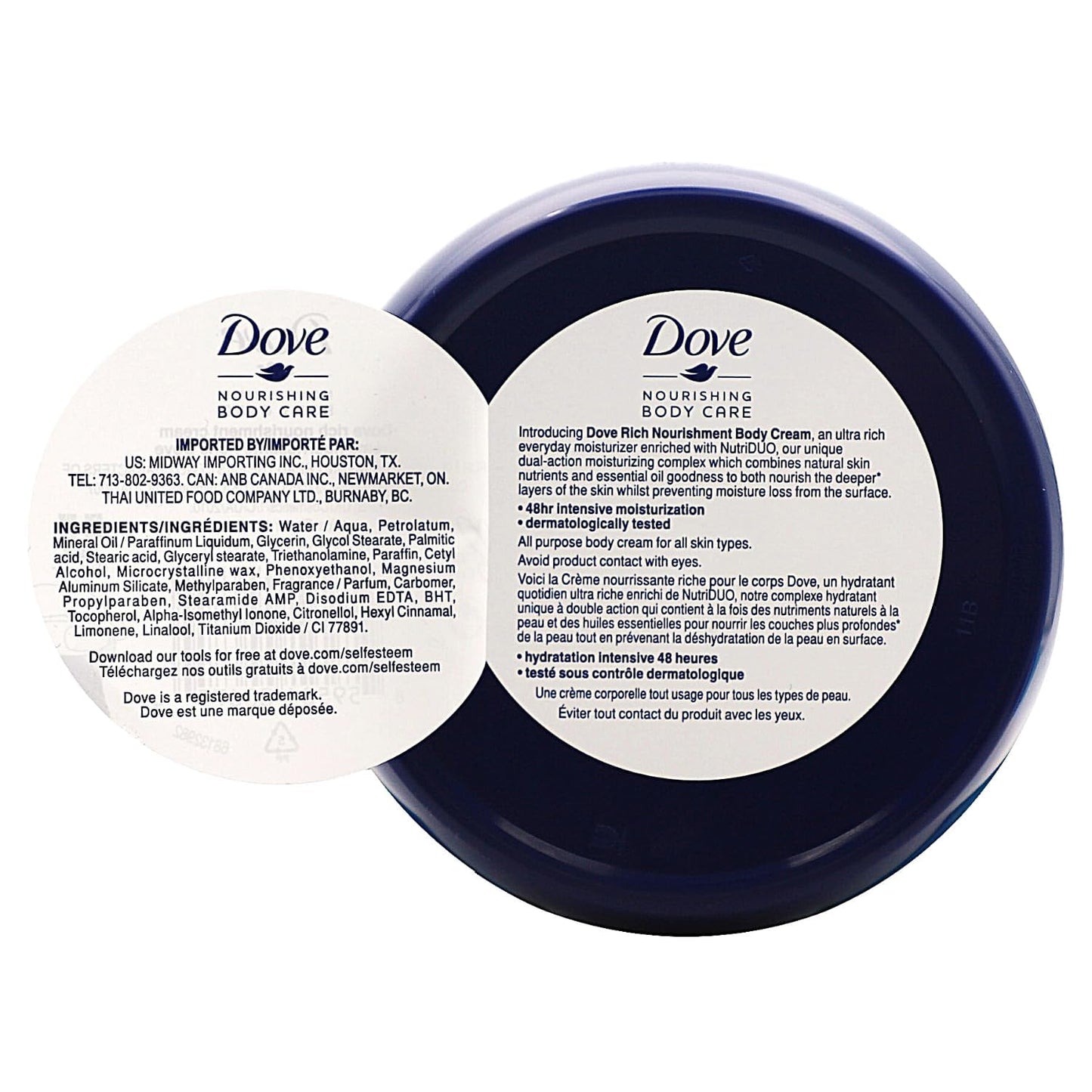 Dove Nourishing Body Care, Face, Hand, and Body Rich Nourishment Cream for Extra Dry Skin with 48-Hour Moisturization, 4-Pack, 2.53 Oz Each Jar