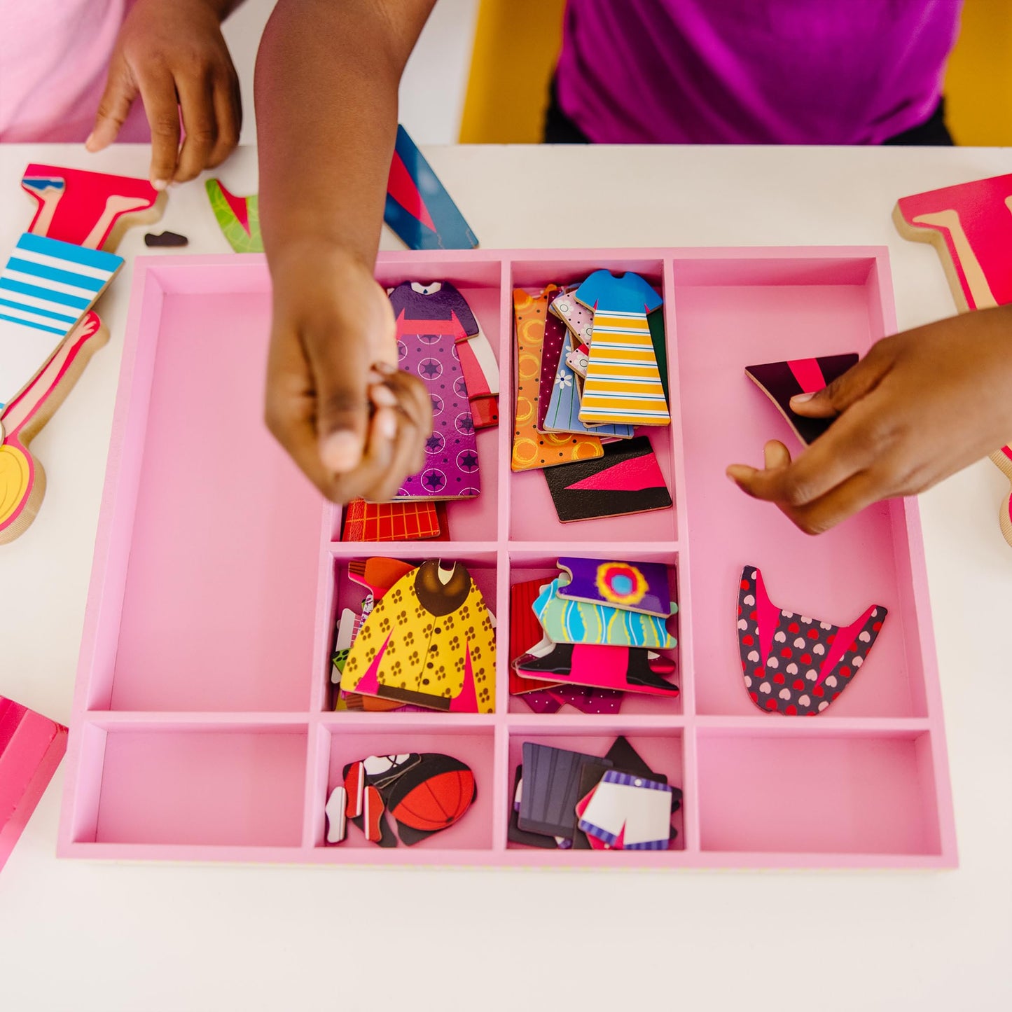 Melissa & Doug Abby and Emma Magnetic Wooden Dress-Up Dolls Play Set (55+ Pieces), Magnetic Dolls, Pretend Play & Preschool Toys for Kids 3+