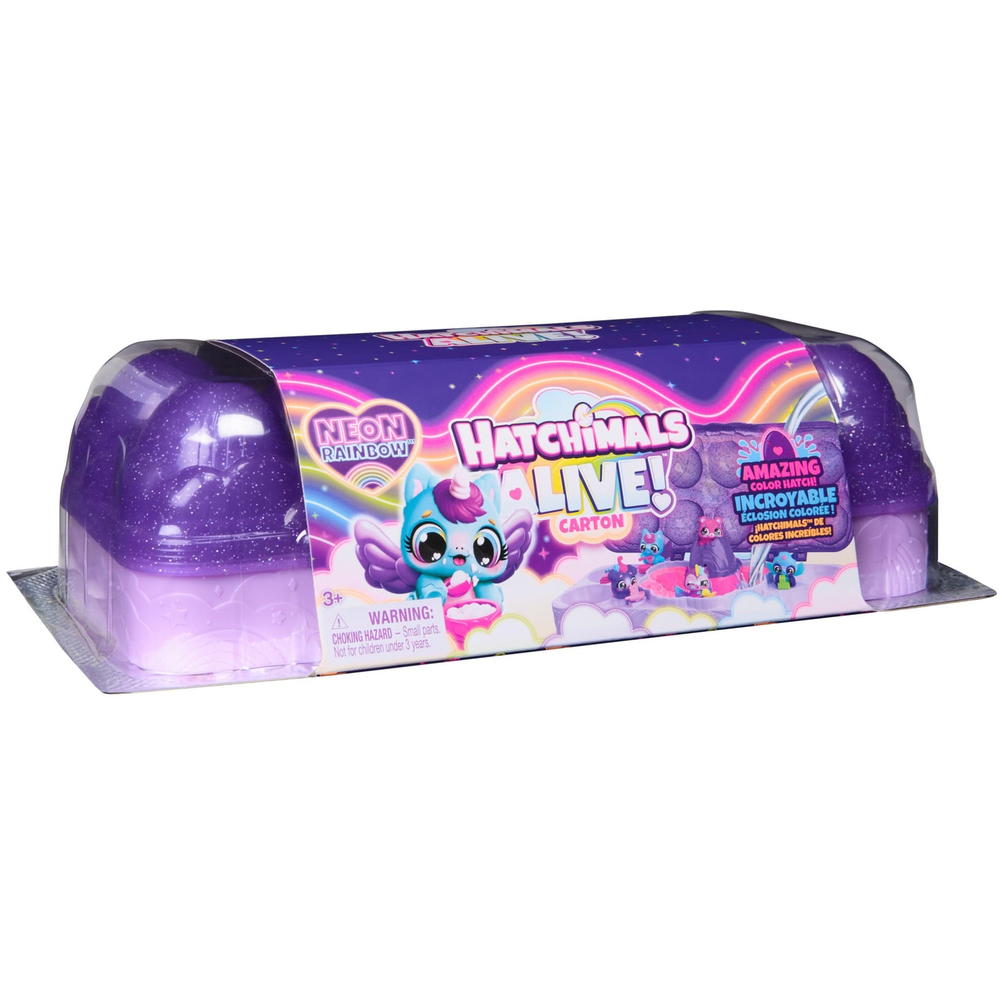 Hatchimals Alive, Neon Rainbow Egg Carton Toy with 5 Mini Figures in Color Reveal Eggs & 11 Accessories, Kids Toys for Girls & Boys Ages 3 and up