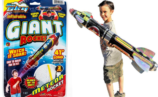 JA-RU 41" Giant Inflatable Rocket Ship Toy – Space Party Decorations, Pool Accessory, Solar System & Astronaut Kids Toy, 1 Unit