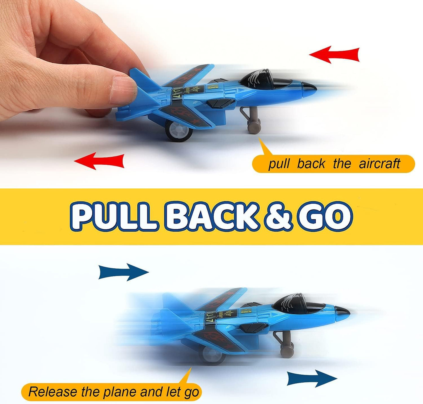 Liberty Imports Pull Back Airplanes Toy Set – 12 Pack of Jets, Bombers, Helicopters & Planes for Kids, Toddlers, Party Favors & Gifts