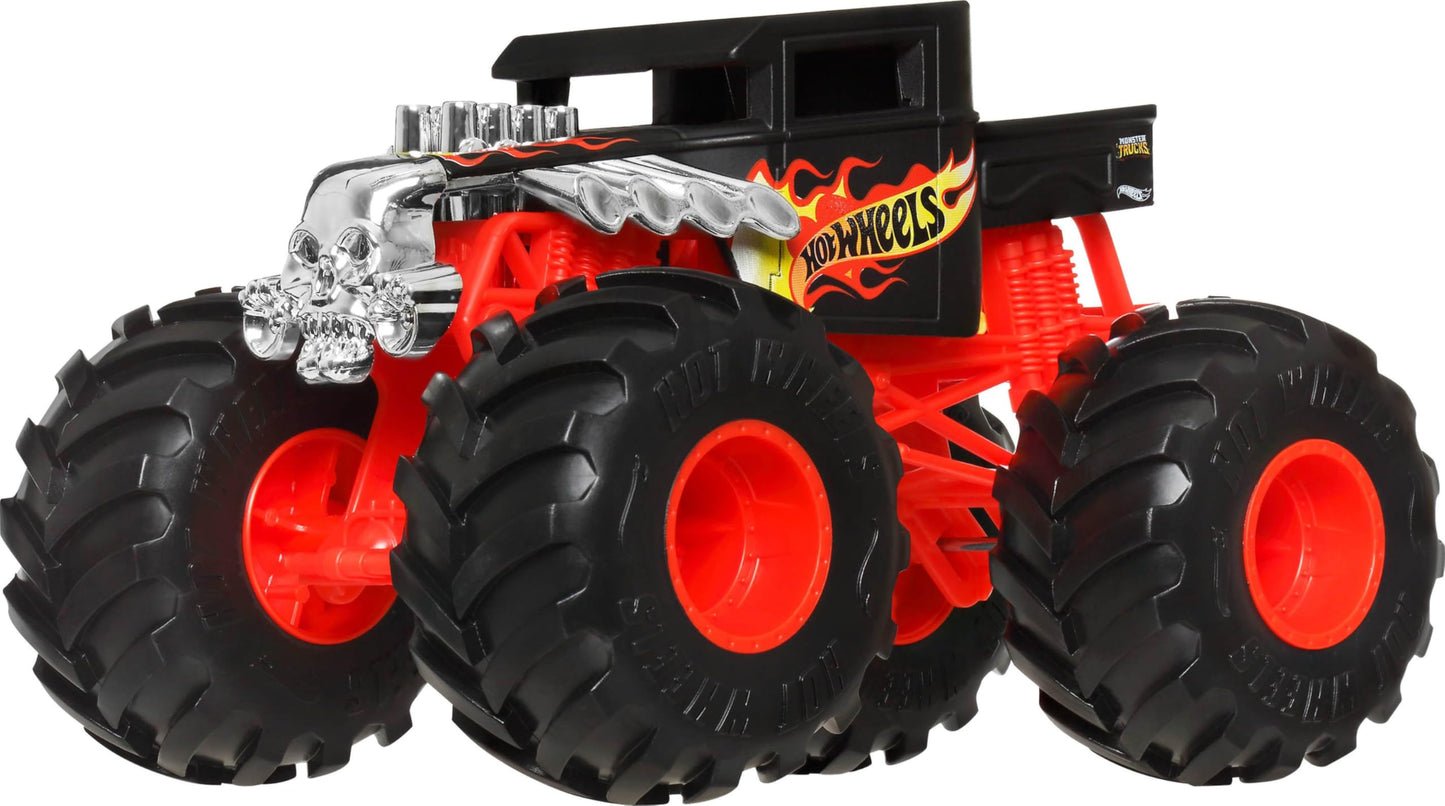 Hot Wheels Monster Trucks, Oversized Monster Truck, 1:24 Scale Die-Cast Toy Truck with Giant Wheels and Cool Designs