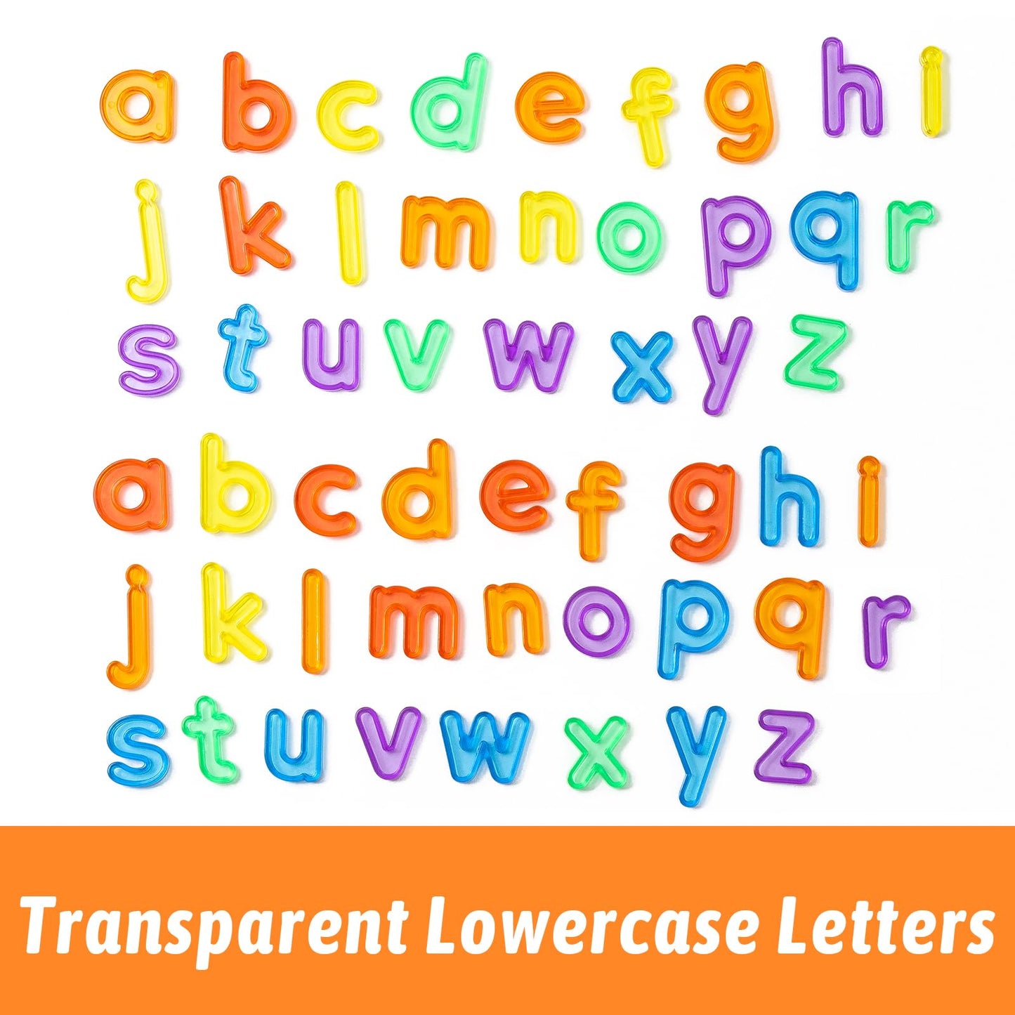 PreTrans 78 Pcs Plastic Alphabet Letters for Kids – 3 Sets of Translucent Lowercase Letters for Light Table & Box Learning Fun