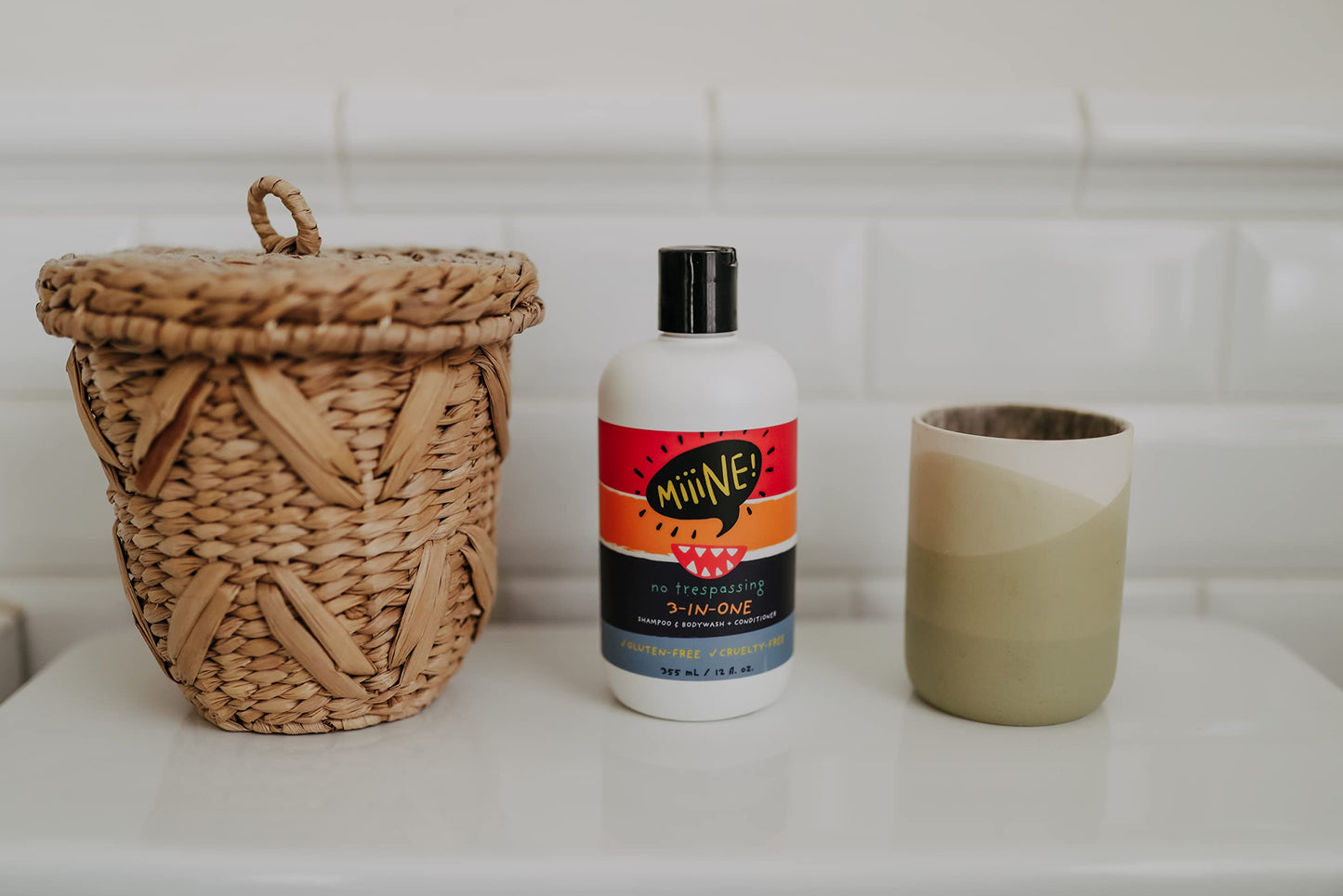 MiiiNE! 12oz Kids Shampoo and Conditioner 3 In 1 Apple Scented Body Wash with Gentle Formula - Gluten Free Made Cruelty Free in USA By Stylists