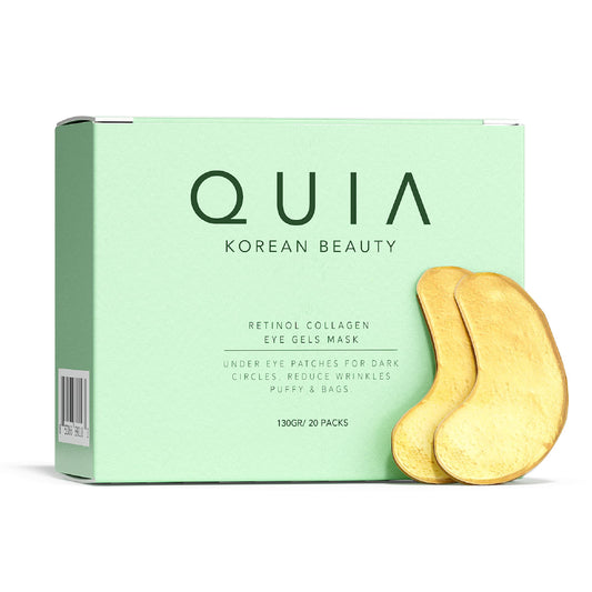 QUIA Hydrogel Eye Patches with Collagen – Depuff, Smooth Fine Lines & Hydrate in 15 Minutes – No-Slip, Soothing Formula – 20 Pairs for All Skin Types