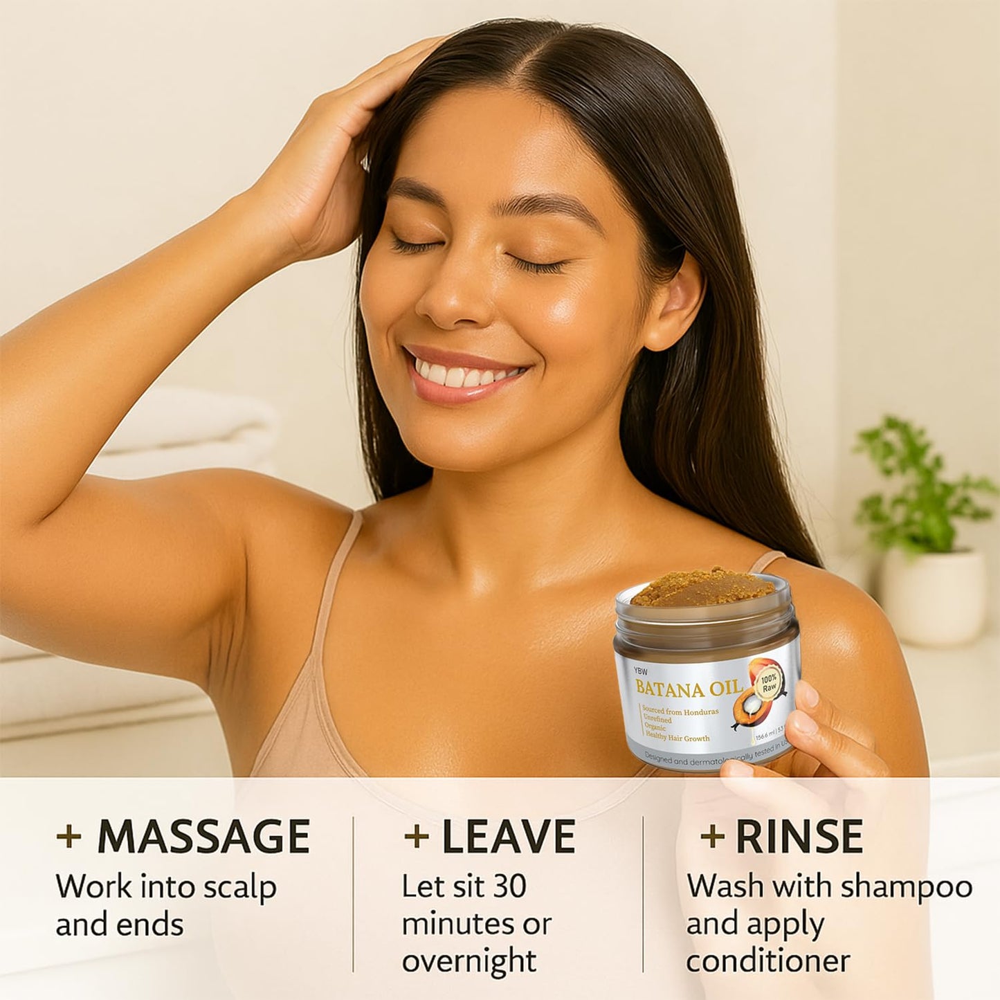 YBW 100% Pure Batana Oil from Honduras – Dr. Sebi Inspired Organic Hair Growth Oil & Paste – Strengthens, Thickens & Prevents Hair Loss for Men & Women