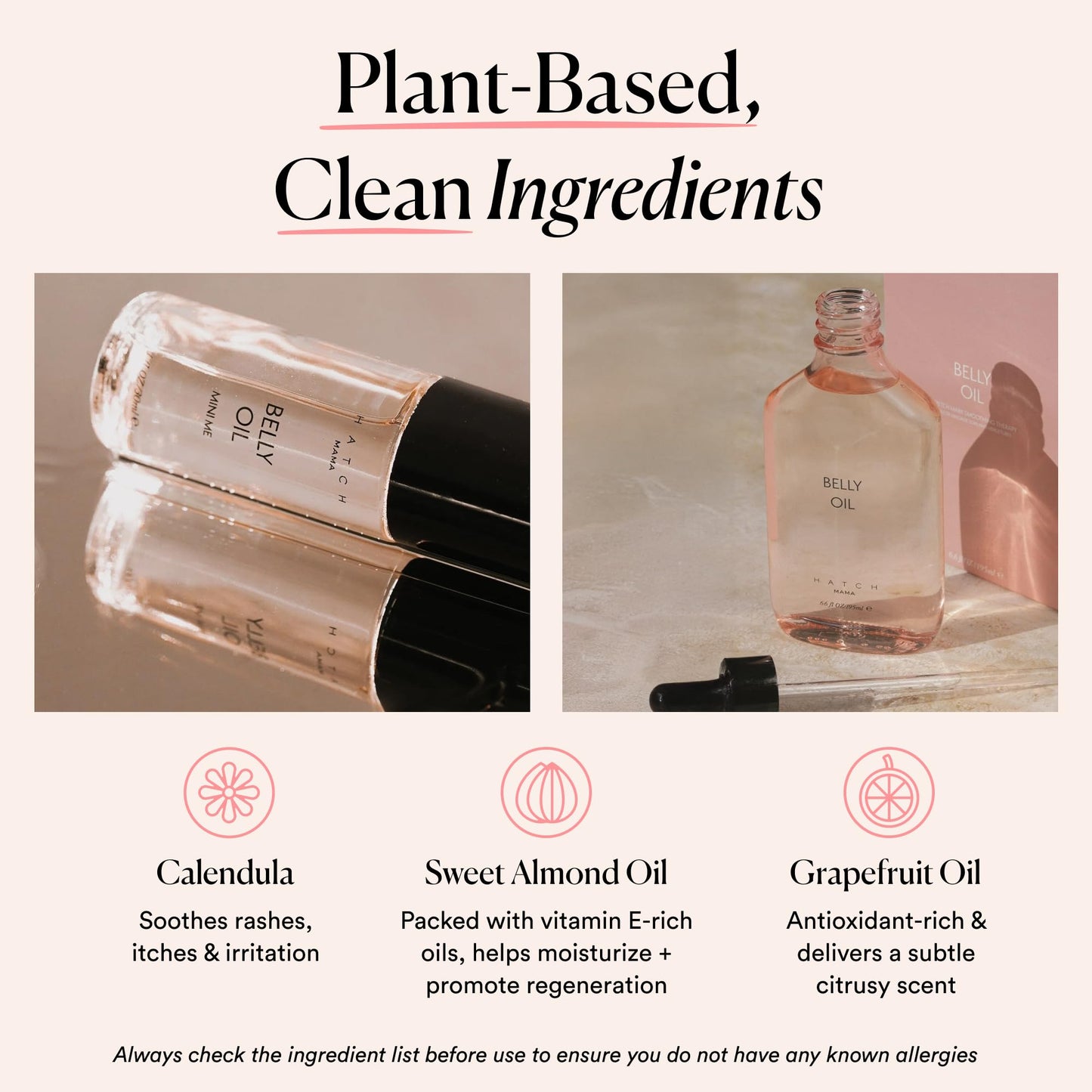 HATCH Belly Oil for Pregnancy & Postpartum – Quick-Dry, Soothes Stretch Marks & Irritation, Vegan, Clean, Plant-Based Skincare, 6.7 Fl Oz