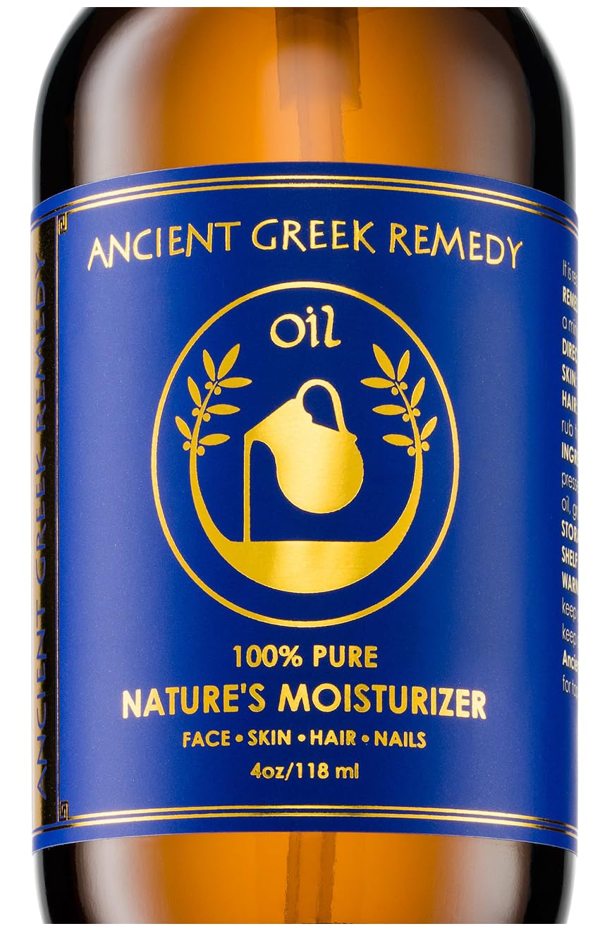 Ancient Greek After-Shower Body & Face Oil for Women – Organic Moisturizer for Dry Skin with Almond, Jojoba, Olive, Lavender & Vitamin E, 4 oz