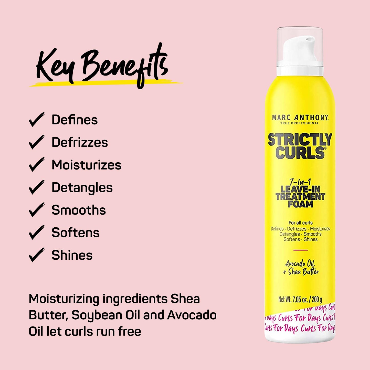 Marc Anthony True Professional Strictly Curls Perfect Curl 7-In-1 Leave In Treatment Foam, 7.05 Ounce (Packaging May Vary)
