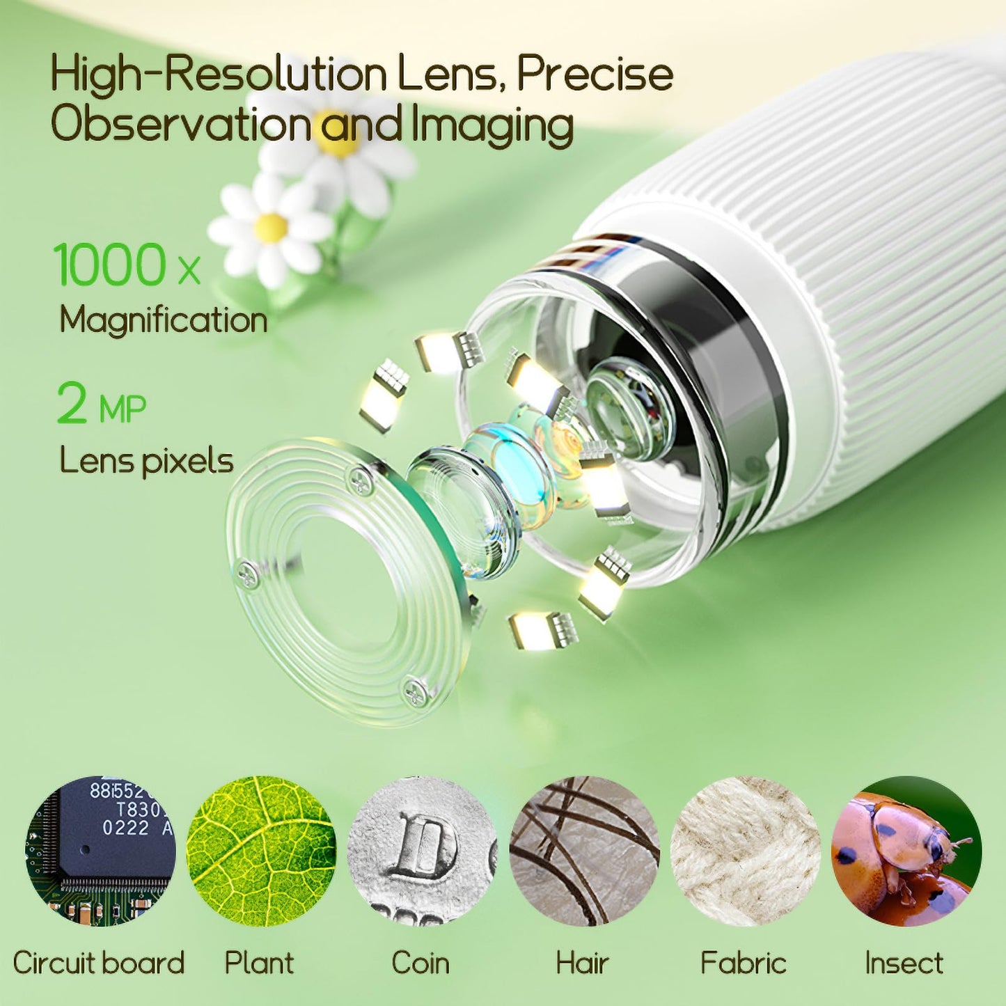 WINWEND Kids Microscope – Portable Handheld Digital Magnifier for Boys & Girls, Educational Science Toy for Ages 3–11, Gift Idea