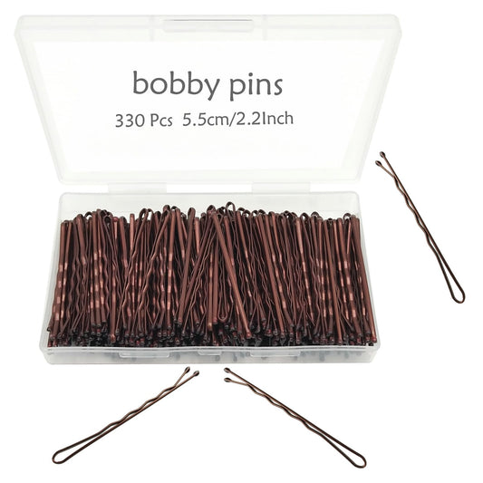 Bobby Pins Brown, 330 Count 2.2 Inch Hair Pins With Cute Box, Premium Bobby Pin For Kids, Girls And Women, Great For All Hair Types