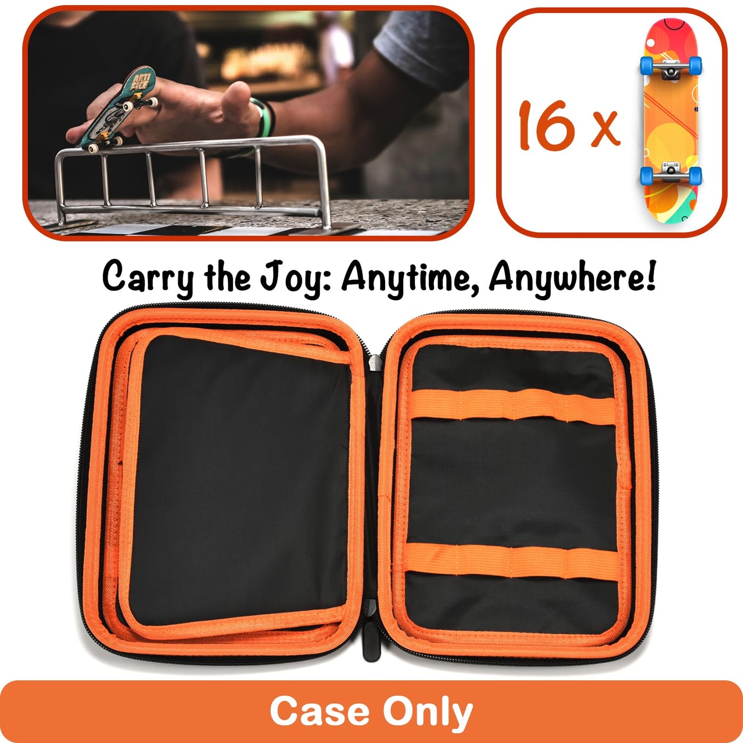 Klawdsky Fingerboard Case for Teck Deck Ultra DLX Finger Skateboards, Storage Case Compatible with 16pcs Mini Skateboards