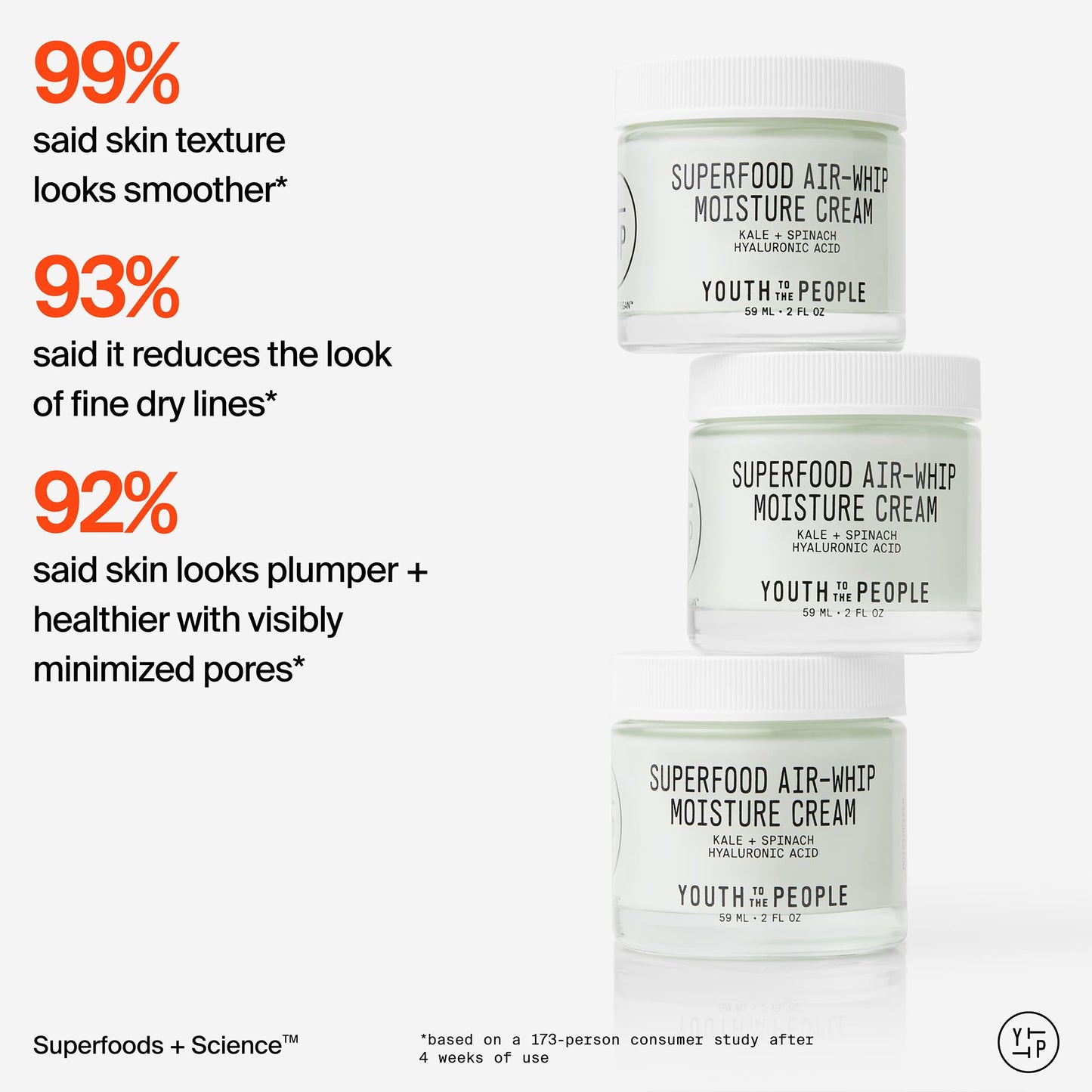 Youth To The People Superfood Air-Whip Moisture Cream - Kale & Green Tea Hyaluronic Face Moisturizer, Lightweight Gel, 48HR Hydration, 2 fl oz