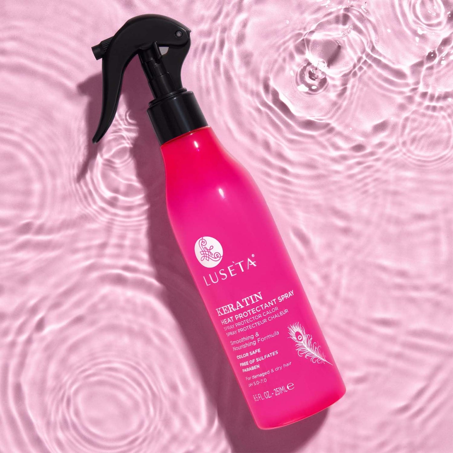 Luseta Keratin Heat Protectant Spray 8.5oz – Smoothing & Nourishing Thermal Shield for Dry, Damaged Hair – Frizz Control & Split End Repair