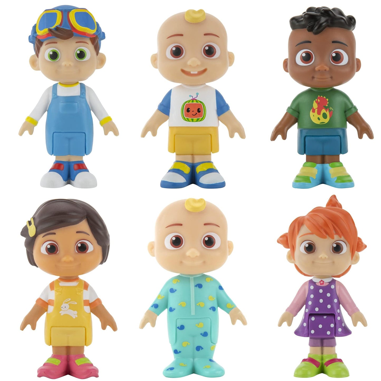 CoComelon Official Friends & Family 6 Figure Pack – Includes Baby JJ (Tee & Onesie), Tomtom, YoYo, Cody & Nina – 3" Character Toys for Toddlers