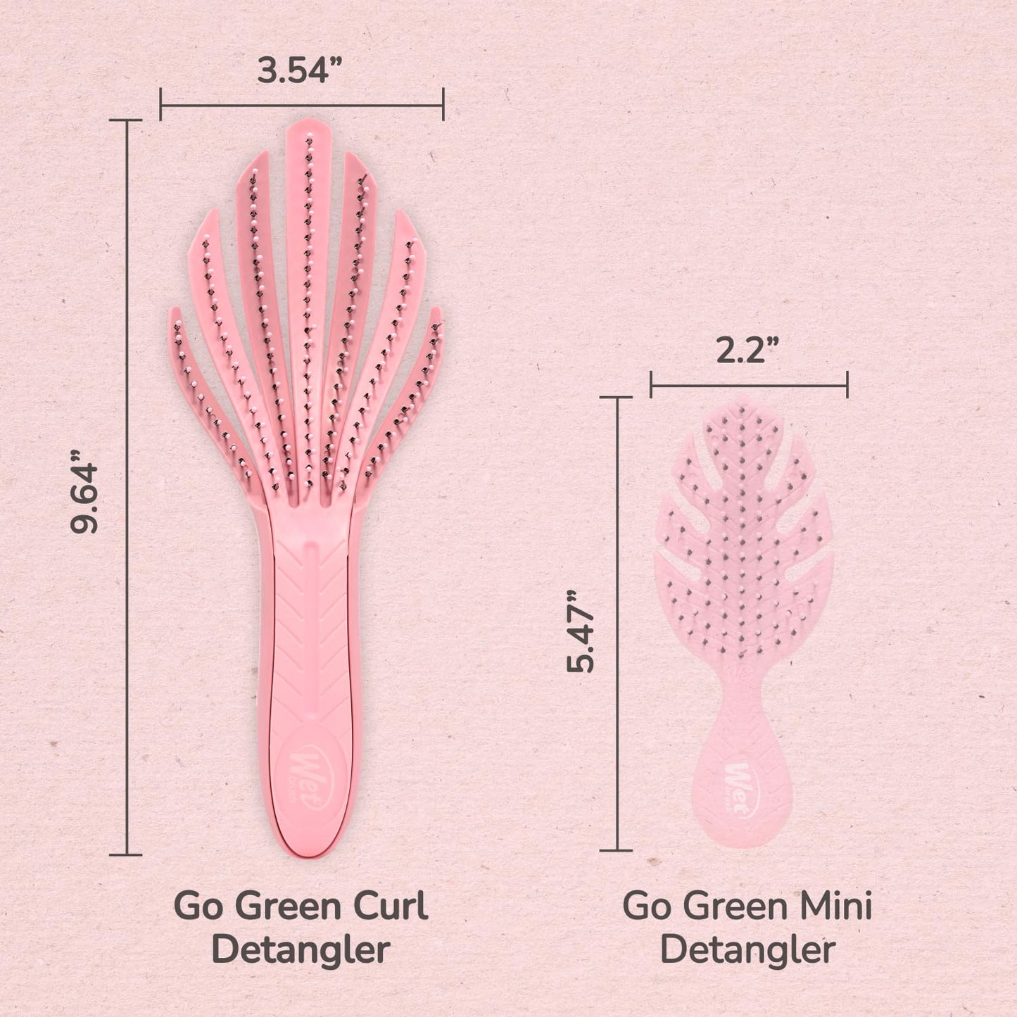 Wet Brush Go Green Curl Detangler, Pale Pink – Ultra-Soft IntelliFlex Bristles for Easy, Pain-Free Detangling – Great for Curly, Wet & Dry Hair