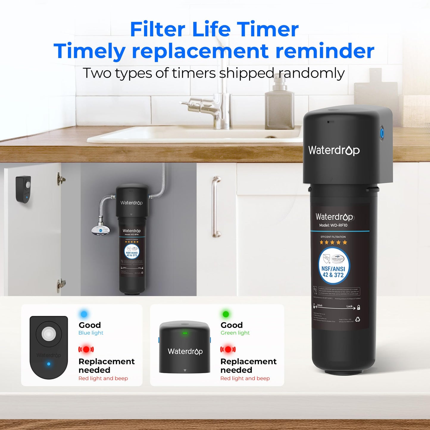 Waterdrop 10UA Under Sink Water Filter – Reduces PFAS, Lead, Chlorine, Bad Taste & Odor, Direct Connect, NSF/ANSI 42, 8K Gallons