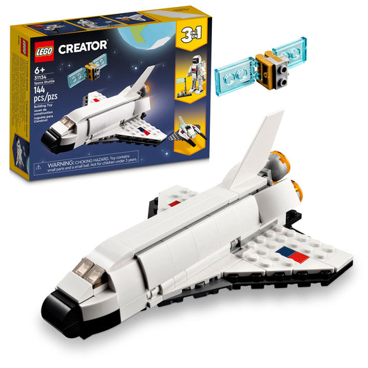 LEGO Creator 3-in-1 Space Shuttle Set, Build 2 Spaceships or Astronaut, STEM Toy for Kids 6+, Birthday & Holiday Gift, 31134