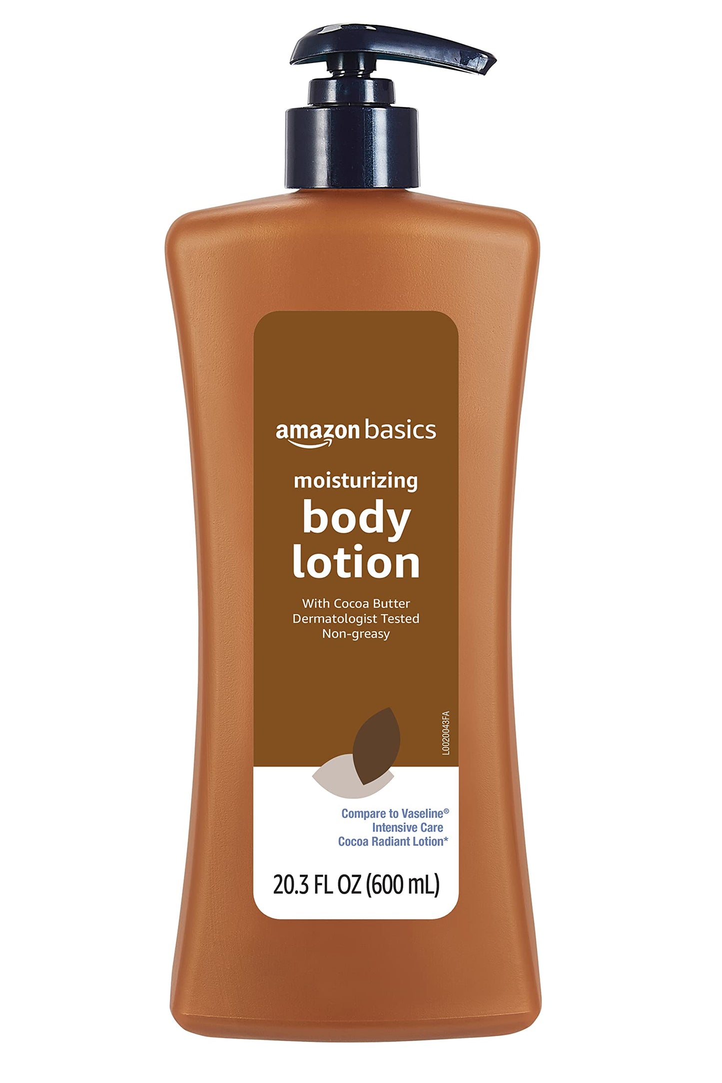 Amazon Basics Moisturizing Cocoa Butter Body Lotion for Dry Skin, Non-Greasy, Paraben Free, Lightly Scented, 20.3 Fl Oz, Pack of 1