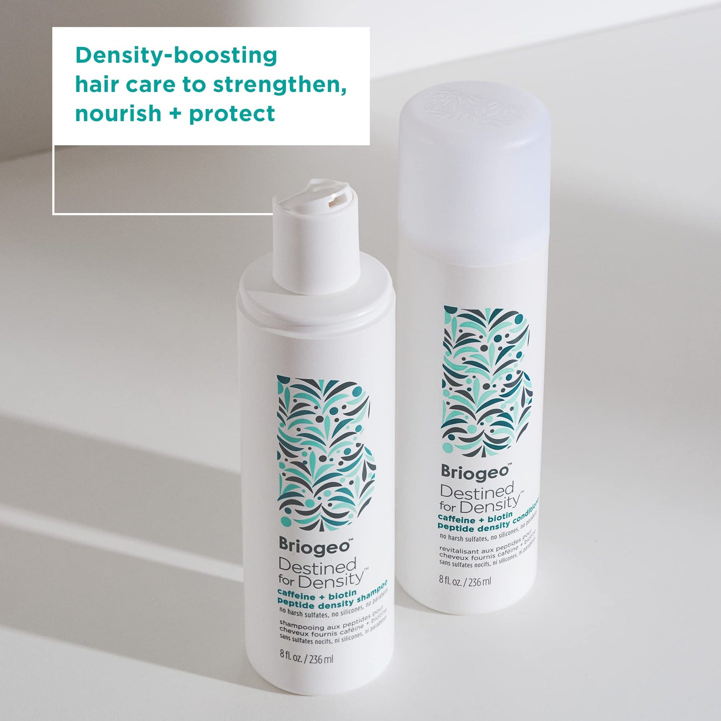 Briogeo Destined for Density Caffeine + Biotin Peptide Shampoo 8 fl oz | Boosts Thickness & Volume for Fine or Thinning Hair | Vegan & Cruelty-Free