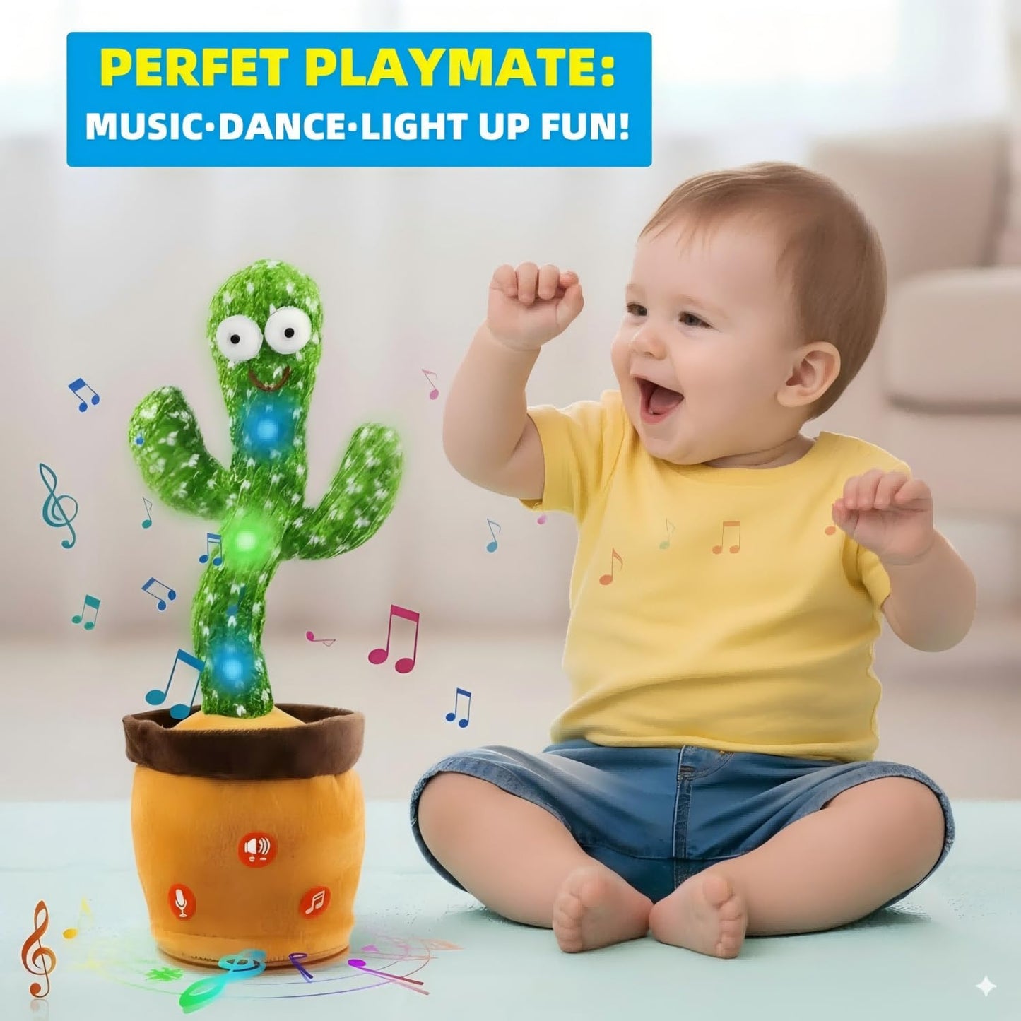 Ayeboovi Dancing Talking Cactus Toy, Mimicking & Recording, Volume Adjustable Baby & Toddler Toy with 120 Songs for Kids