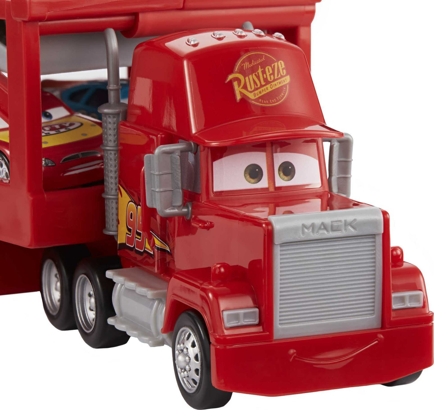 Mattel Disney and Pixar Cars Mack Hauler, 13-inch Toy Transporter Truck with Ramp & Carry Storage for 12 Vehicles, Gift for Kids Ages 4 Years Old & Up
