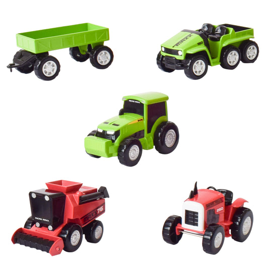 Maxx Action Farm Construction 5-Pack Toy Trucks – Wagon, 6x6, Modern & Vintage Tractors, Combine Harvester with Moving Parts, Ages 3+