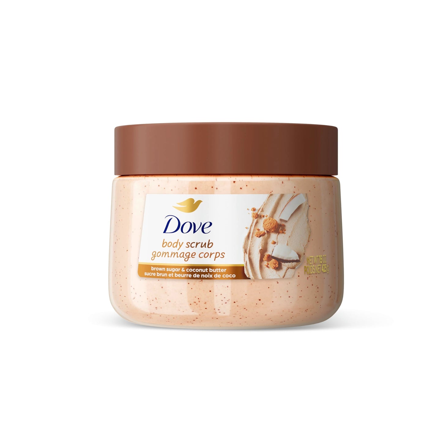 Dove Brown Sugar and Coconut Butter Body Scrub Exfoliates and Deeply Nourishes for Smooth, Radiant Skin 15 oz