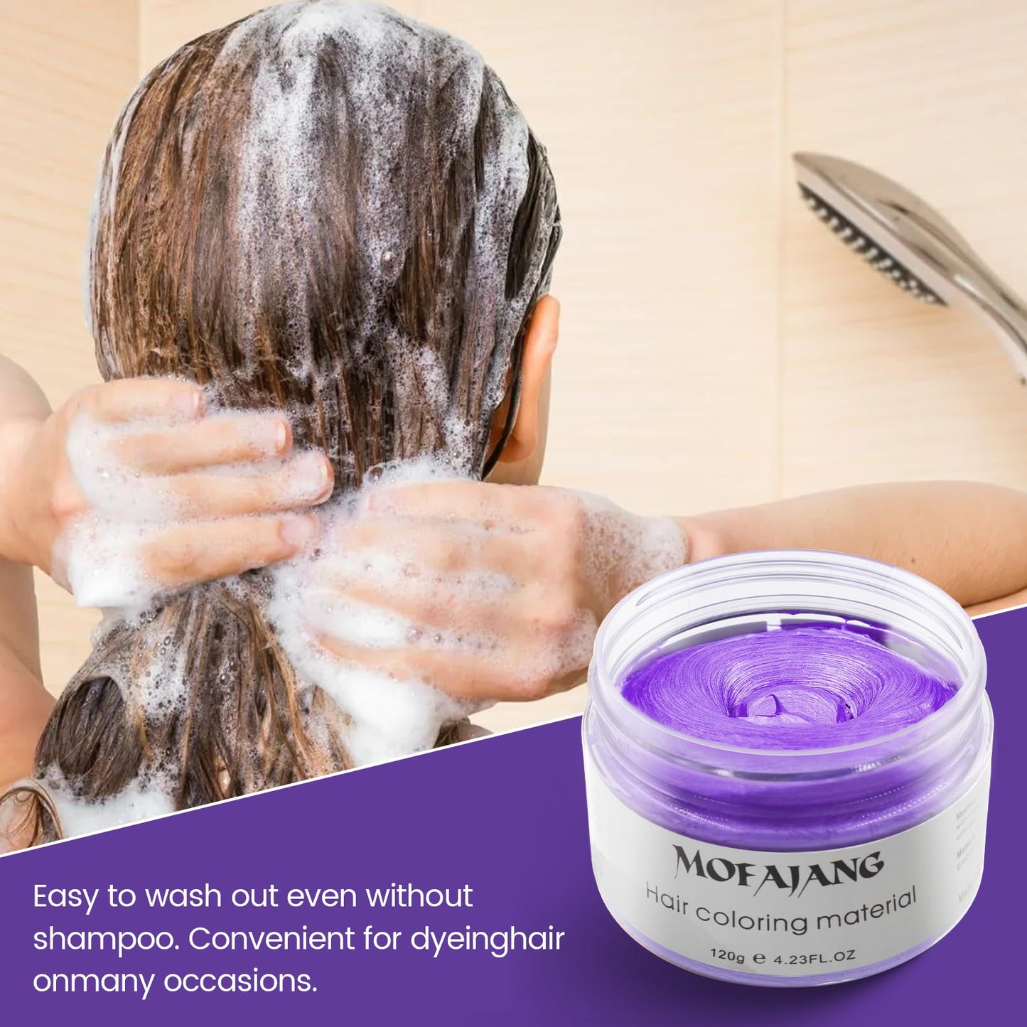 SOVONCARE Purple Hair Color Wax 4.23 oz – Temporary Washable Hair Dye for Men & Women | Strong Hold Styling Clay for Party, Cosplay & Daily Use