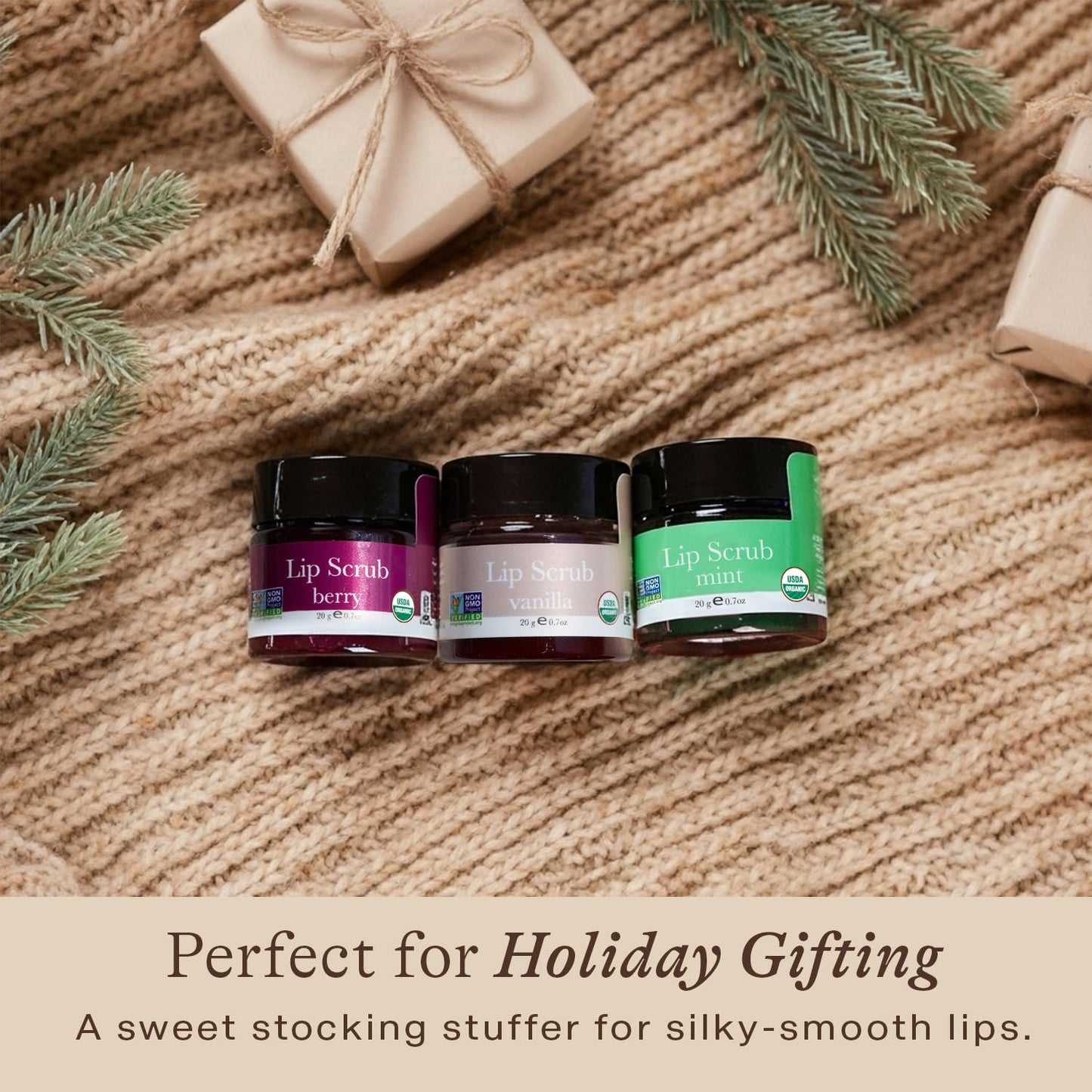 USDA Organic Vanilla Lip Scrub – Moisturizing Sugar Exfoliator for Dry Lips, Smooth Lips, Natural Ingredients, USA Made, Gift Size