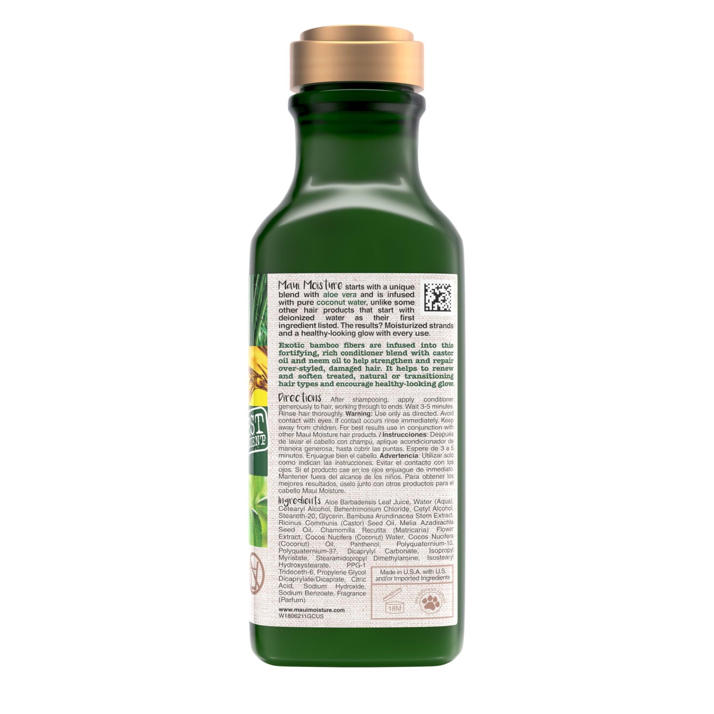 Maui Moisture Thicken & Restore + Bamboo Fibers Conditioner, Strengthens & Softens Brittle or Natural Hair, Vegan, Silicone-Free, 13 fl oz