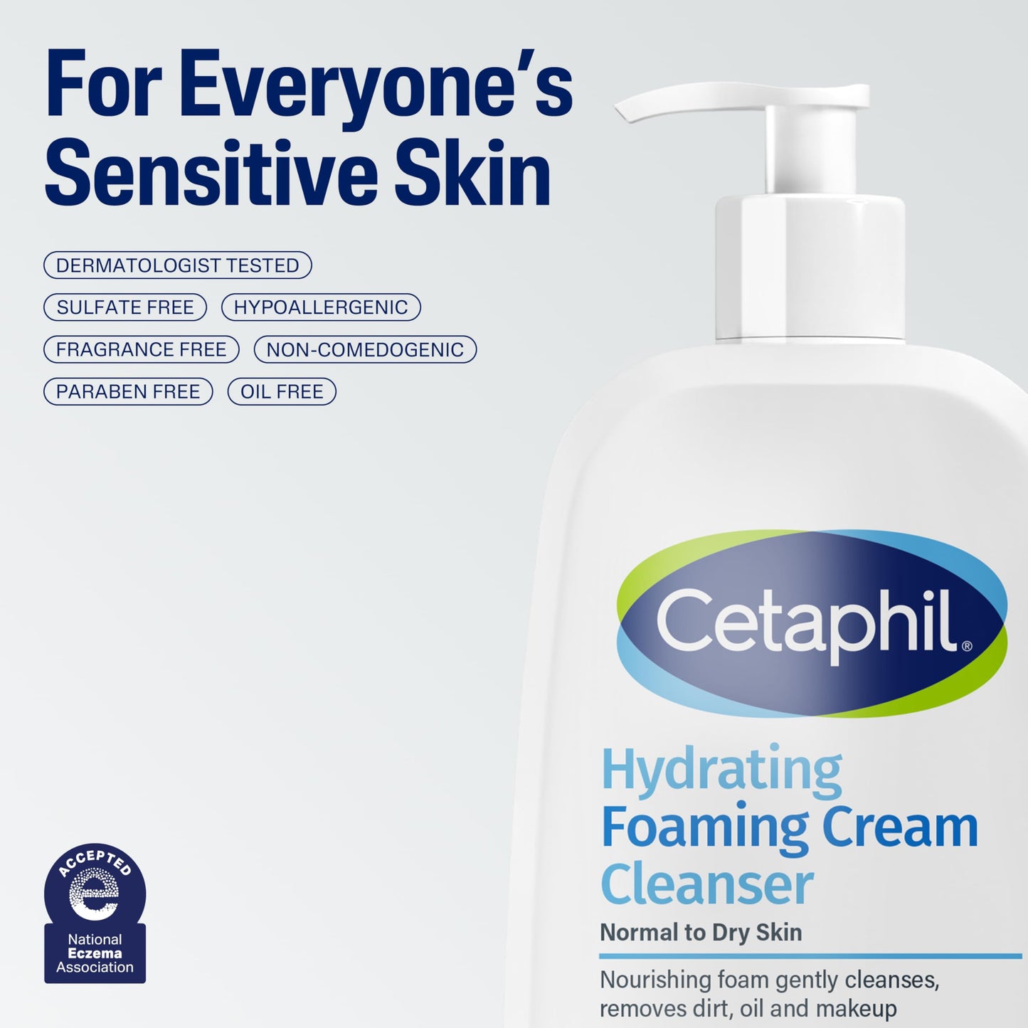 Cetaphil Cream to Foam Face Wash, 16 oz – Hydrating Foaming Cleanser for Normal to Dry Sensitive Skin, Aloe, Hypoallergenic & Fragrance-Free