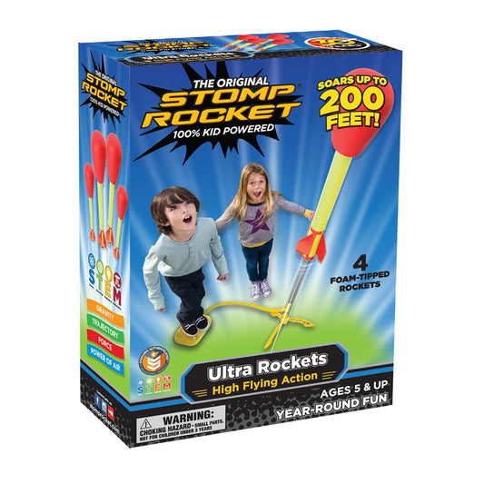 Stomp Rocket Ultra Rocket Launcher for Kids - 4 Foam Rockets, Adjustable Stand, Multi-Player Outdoor Fun Toy for Boys & Girls