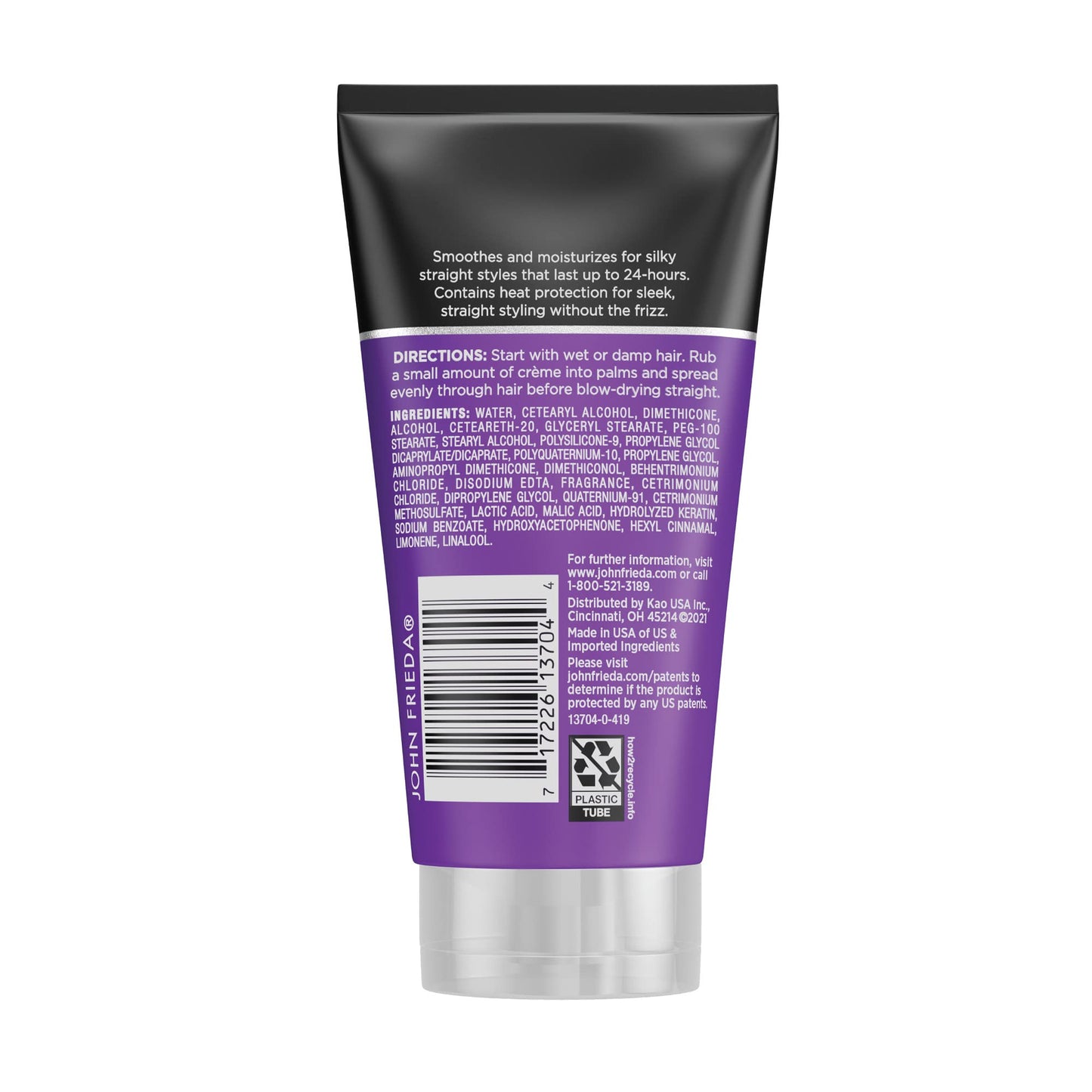 John Frieda Frizz Ease Straight Fixation Styling Crème, Smooths & Straightens Frizzy Hair with Milk Protein & Almond Oil, Heat Protectant, 5 Oz