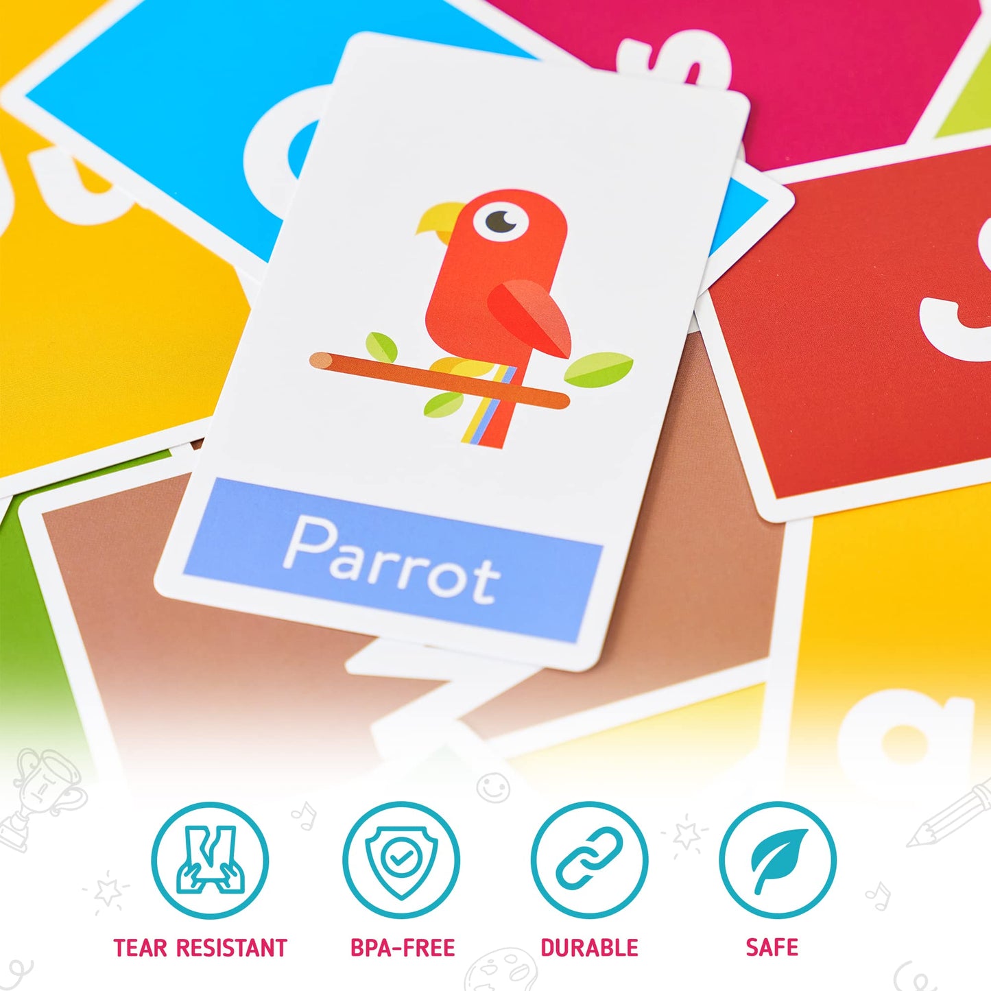 Merka Toddler Flash Cards - 58 Double-Sided ABC, Numbers, Colors & Shapes Cards for Preschool Learning, Ages 1-4 Educational Fun