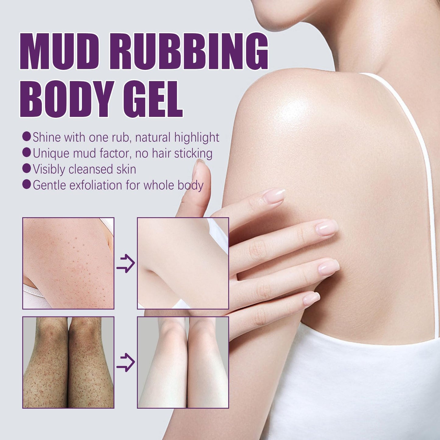 Rubbing Mud Gel 350ml - Lavender Mud Scrub for Skin, Body Exfoliator, Moisturizing & Deep Cleansing, Mud Rub Artifact Cream